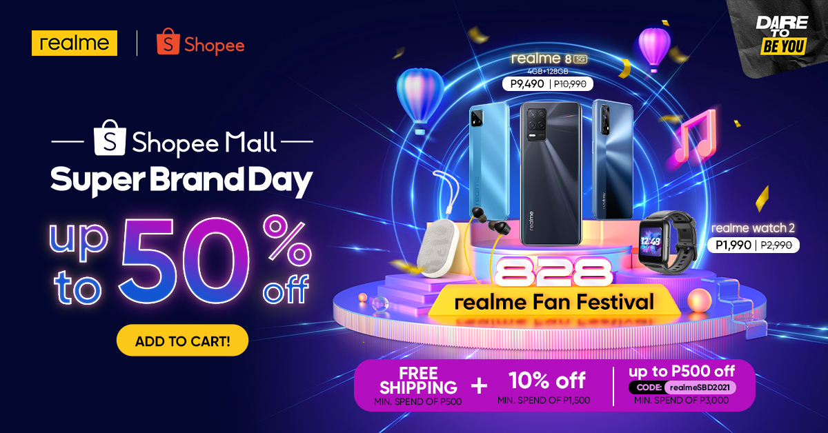 Get the biggest discounts and deals of up to 50% OFF in realme’s Shopee Super Brand Day Sale