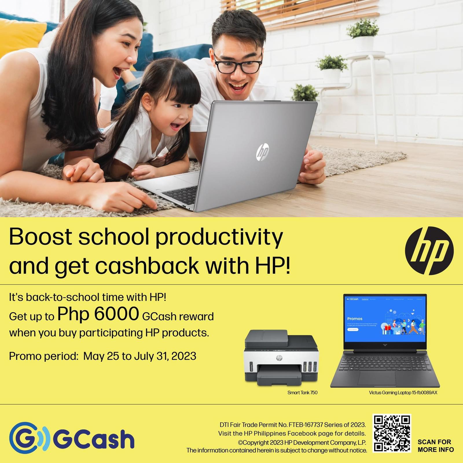 Up to P2,000 GCash, cashback can be yours with an HP Smart Tank Printer