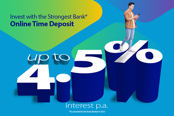 Earn up to 4.5% p.a interest rate with Metrobank’s Online Time Deposit account