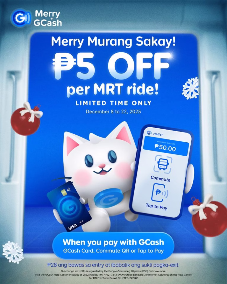 Pamasko ni GCash – Get discounted MRT-3 rides when you use GCash to pay